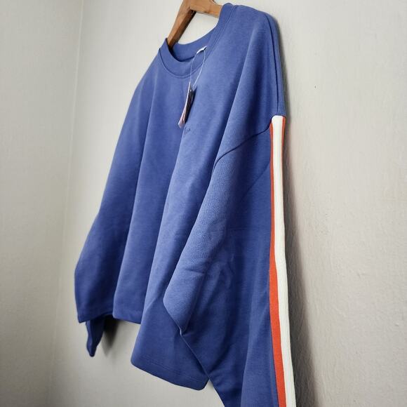 NWT Roxy Bright Lights Crewneck Sweatshirt Large Marlin Cotton Terry Striped - Picture 11 of 13